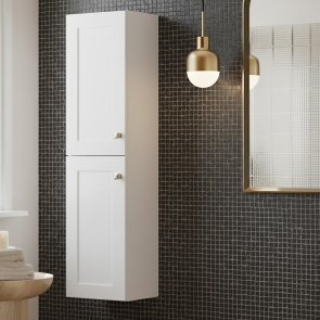 Prestige Merit Wall Mounted 2-Door Tall Unit 1200mm High x 300mm Wide - Matt White | Product Image