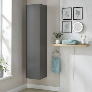 Prestige Note Wall Mounted 1-Door Tall Unit 1600mm High x 362mm Wide - Matt Grey | Product Image
