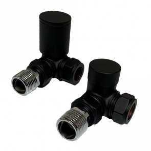 Prestige Corner Radiator Valves 15mm (Pair) - Black | Product Image