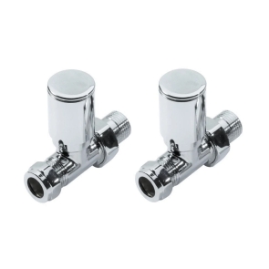 Prestige Modern Straight Radiator Valves, 15mm, Pair, Chrome | Product Image