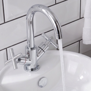 Prestige Times Mono Basin Mixer Tap with Click Waste Dual Handle - Chrome | Product Image