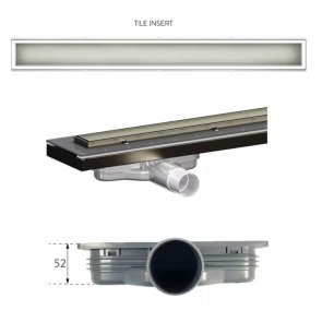 Purus Living Linear Low Wet Floor Drain, 600mm Wide - Stainless Steel Tile Grate (Pack of 2)