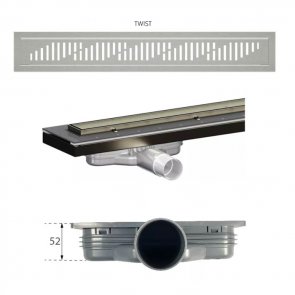 Purus Living Linear Low Wet Floor Drain, 600mm Wide - Stainless Steel Twist Grate (Pack of 2)