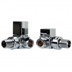 Radox Square Corner Radiator Valves, Pair, Chrome