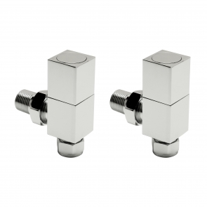 Radox Square Angled Radiator Valves, Pair, Chrome