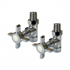 Radox Traditional Straight Radiator Valves, Pair, Chrome