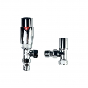 Radox Angled Thermostatic Radiator Valve and Lockshield - Chrome