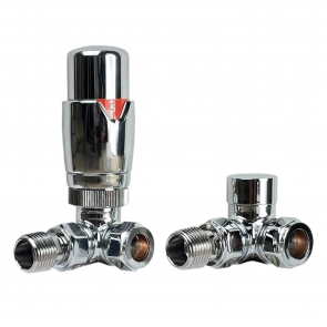 Radox Corner Thermostatic Radiator Valve and Lockshield - Chrome