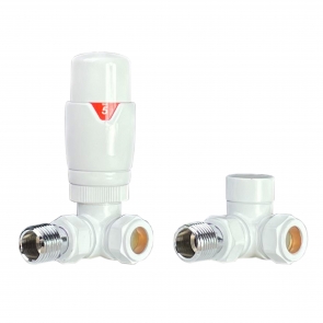 Radox Corner Thermostatic Radiator Valve and Lockshield - White
