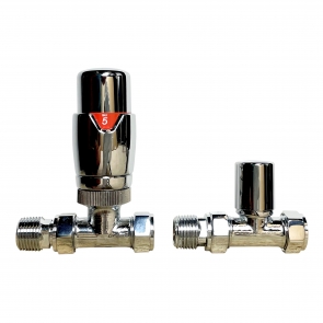 Radox Straight Thermostatic Radiator Valve and Lockshield - Chrome