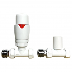 Radox Straight Thermostatic Radiator Valve and Lockshield - White