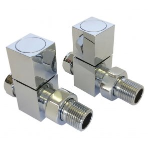 Radox Square Straight Radiator Valves, Pair, Chrome