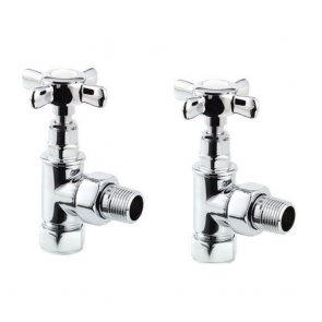 Radox Traditional Angled Radiator Valves, Pair, Chrome