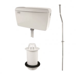 RAK Exposed Auto 4.5 Litre 1 Urinal Cistern with Sparge Pipe Top Inlet Spreader and Waste