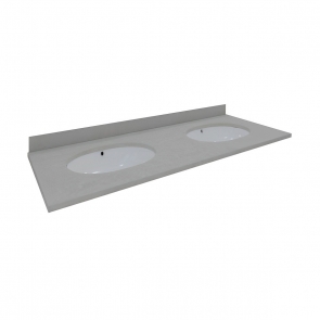 RAK Washington Undermount Countertop Double 1200mm Wide 1TH with Backsplash - Grey | Product Image