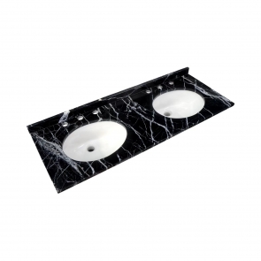 RAK Washington Undermount Marble Countertop with Drop in Basin 1200mm Wide 3TH - Black | Product Image