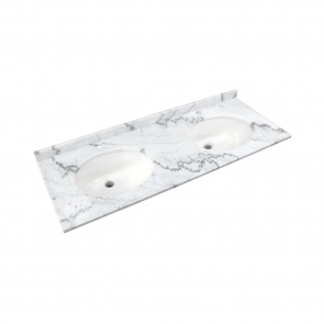 RAK Washington Undermount Marble Countertop with Drop in Basin 1200mm Wide 1TH - White | Product Image