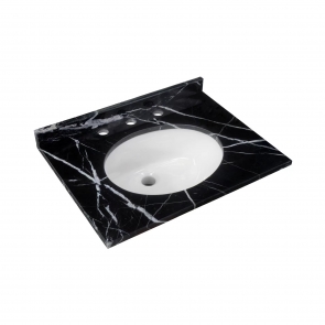 RAK Washington Undermount Marble Countertop with Drop in Basin 600mm Wide 3TH - Black