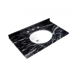 RAK Washington Undermount Marble Countertop with Drop in Basin 800mm Wide 3TH - Black