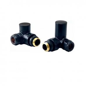 Redroom Round Corner Manual Radiator Valves Pair - Black