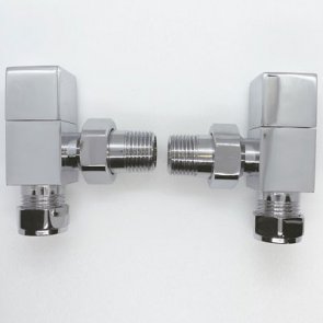 Redroom Square Angled Manual Radiator Valves Pair - Chrome | Product Image