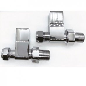 Redroom Square Straight Manual Radiator Valves Pair - Chrome | Product Image