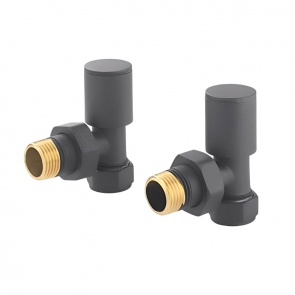 Redroom Round Angled Manual Radiator Valves Pair - Anthracite
