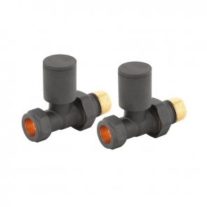 Redroom Round Straight Manual Radiator Valves Pair - Anthracite