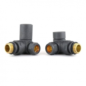 Redroom Round Corner Manual Radiator Valves Pair - Anthracite