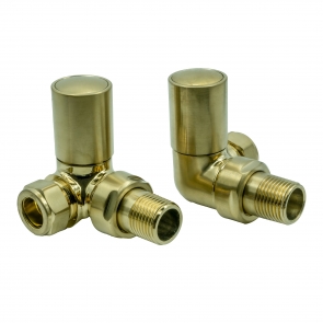Reina Crova Corner Radiator Valves Pair - Brushed Brass