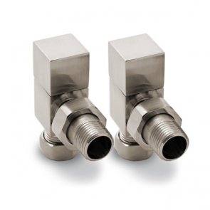 Reina Loge Angled Radiator Valves Pair Brushed