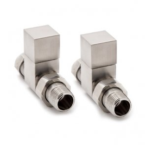 Reina Loge Straight Radiator Valves Pair Brushed