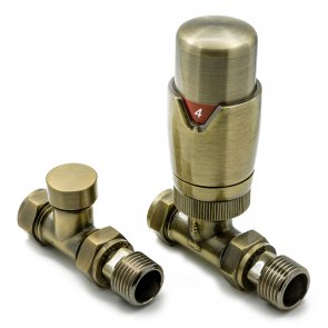 Reina Modal TRV Straight Radiator Valve and LockShield Bronze