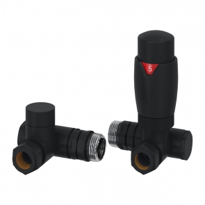 Reina Modal Dual Fuel Corner Radiator Valves Pair - Black
