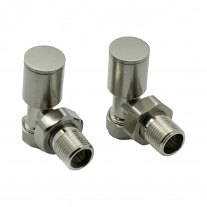 Reina Portland Angled Radiator Valves Pair 15mm - Brushed