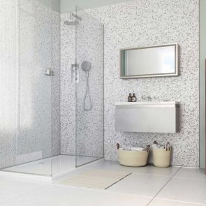 Showerwall Proclick MDF Shower Panel 1200mm Wide x 2440mm High - Positano Grey Terrazzo