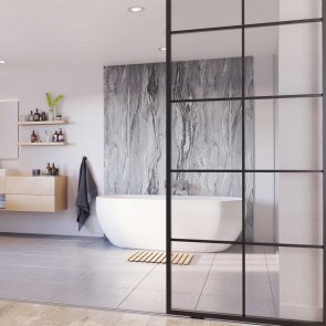 Showerwall Proclick MDF Shower Panel 1200mm Wide x 2440mm High - Grey Volterra Texture