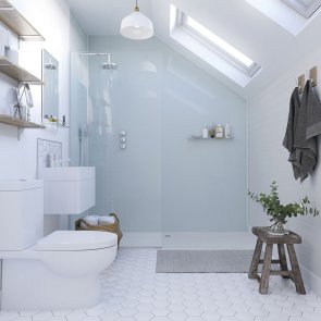 Showerwall Proclick MDF Shower Panel 1200mm Wide x 2440mm High - Aqua Ice