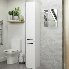 Signature Aalborg Floor Standing 2-Door Tall Unit 350mm Wide - White Gloss