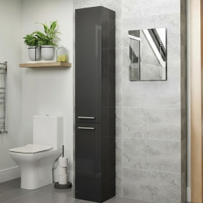 Signature Aalborg Floor Standing 2-Door Tall Unit 350mm Wide - Anthracite Gloss | Product Image
