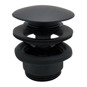 Vema Push Button Unslotted Basin Waste - Matt Black