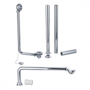 Signature Exposed Plug and Chain Bath Waste with Pipe Shrouds - Chrome
