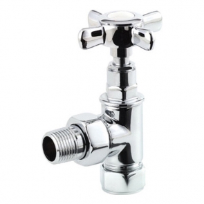 Signature Crosshead Angled Radiator Valves (Pair) - Chrome | Product Image