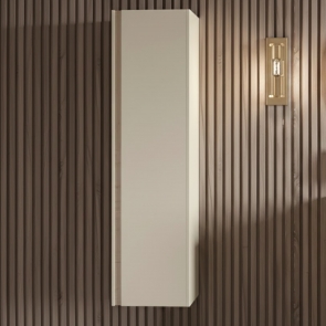 Signature Diversity Wall Hung 1-Door Tall Unit 350mm Wide - Matt Cotton/Oak Effect