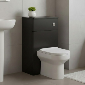 Signature Diversity Back to Wall WC Toilet Unit 500mm Wide - Matt Black/Black Glass | Product Image