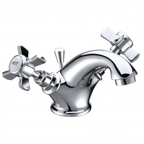 Signature Greenwich Basin Mixer Tap Dual Handle with Click Clack Waste - Chrome