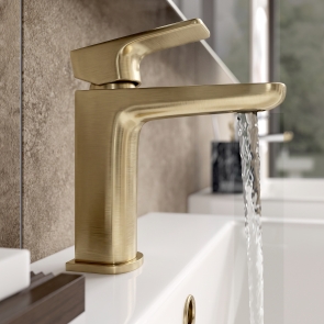 Signature Glide Brushed Brass Mono Basin Mixer Tap (inc Waste) | Product Image
