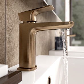 Signature Glide Brushed Bronze Mono Basin Mixer Tap (inc Waste) | Product Image