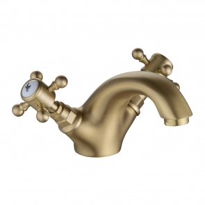 Signature Greenwich Mono Basin Mixer Tap with Pop Up Waste - Brushed Brass | Product Image