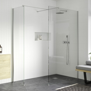 Signature Icon Chrome Wet Room Screen Side Panel 900mm Wide (inc T-Piece)